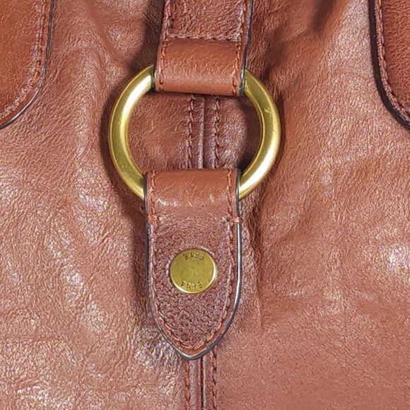 Frye Cognac Brown Leather Xtra Large Ring Tote Bag Purse Handbag - Picture 10 of 16